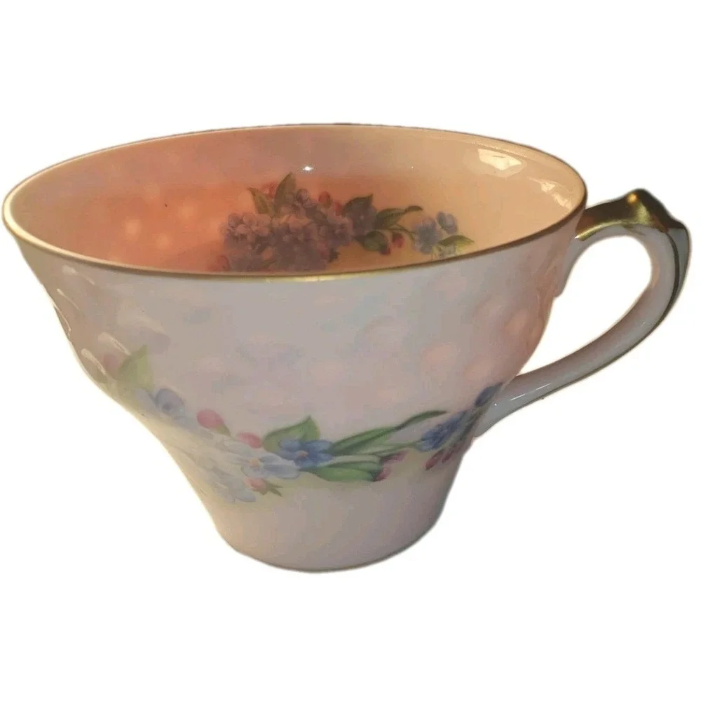 Norcrest Fine China Pink‎ Tea Cup Floral Interior Gold Trim Textured 8/544